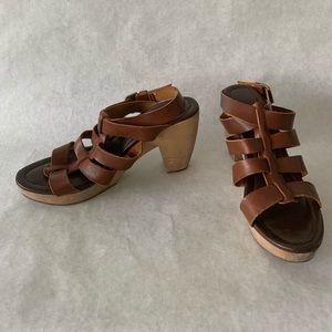 Madewell Heeled Leather Wooden Sandals